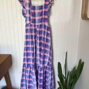 Buddy Love Pink & Purple Gingham Maxi Dress with Ruffle Straps